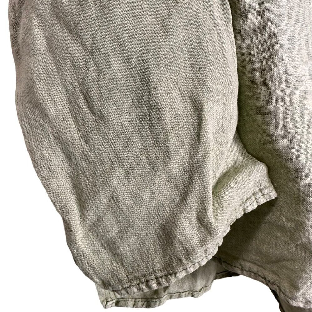 Zara Sage‎ Green Oversized Linen Long Sleeve-Slit Blouse Size Small - Picture 6 of 15